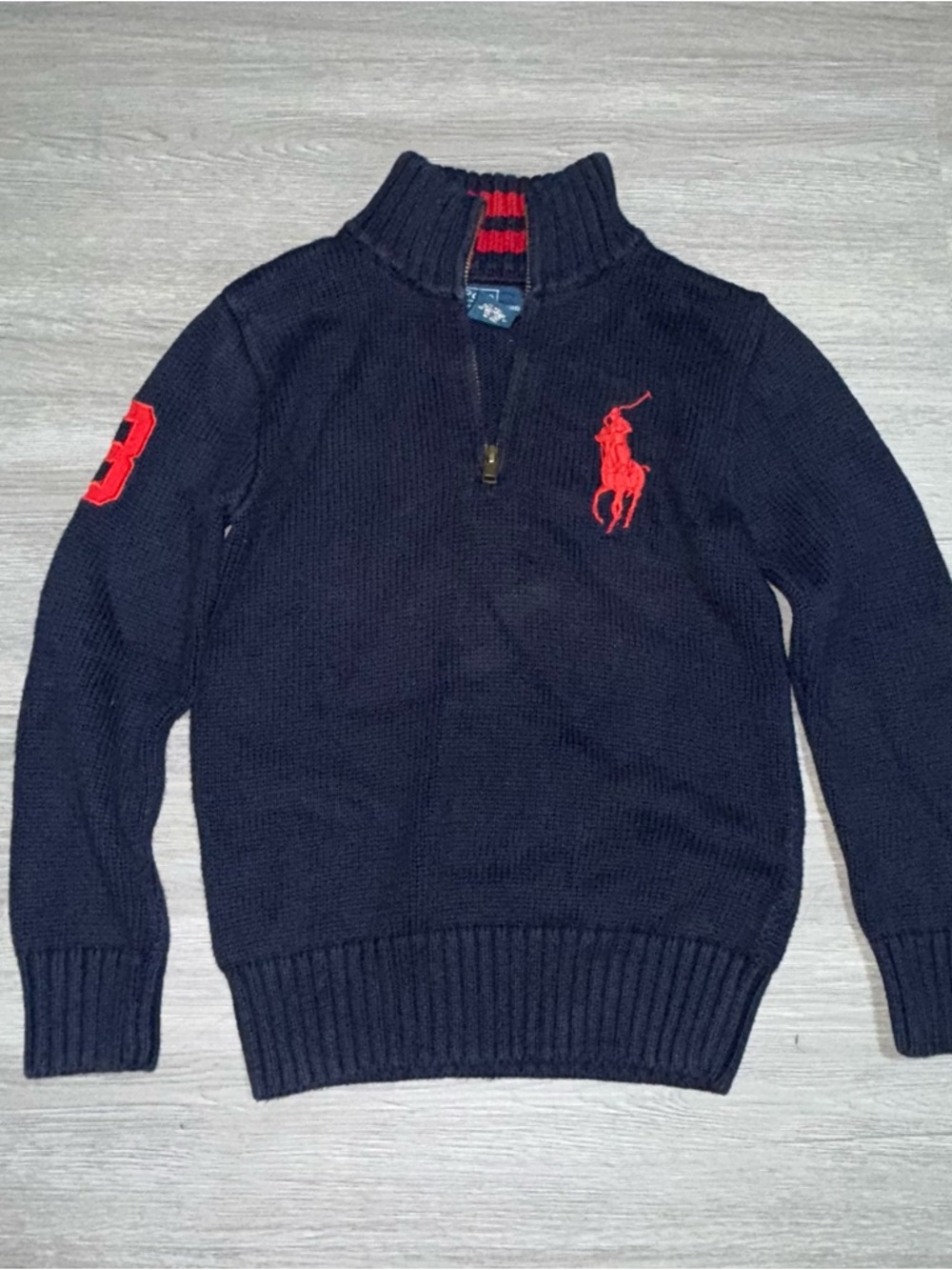 Polo by Ralph Lauren Navy Half-Zip Sweater with Red Pony